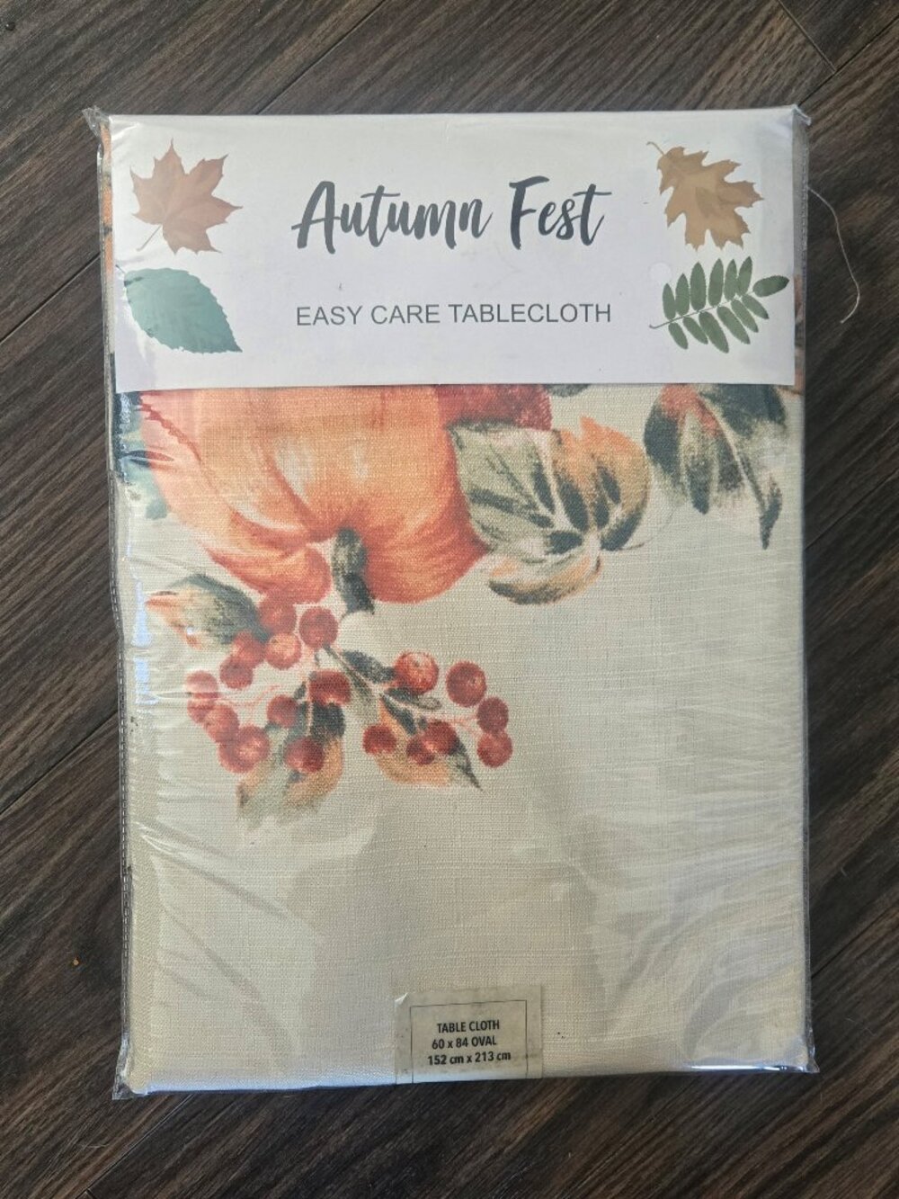 AUTUMN FEST Fall-Themed Cloth Tablecloth NEW! SIZE 60" x 84"